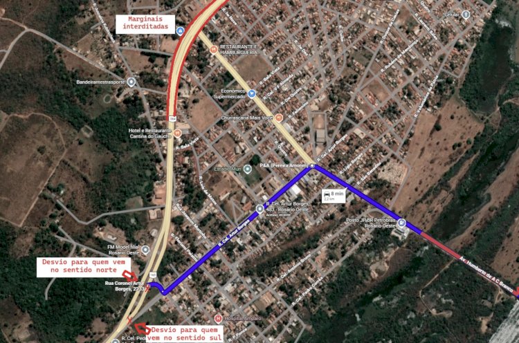 Interdição de Marginais da BR-364/163 em Rosário Oeste para Obras Começa Nesta Terça-Feira