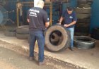 Polícia Civil e Ipem interditam empresa clandestina de recapagem de pneus