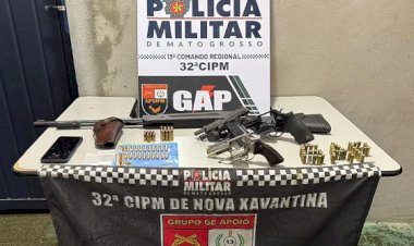 Polícia Militar prende faccionado com armas de fogo e munições em Nova Xavantina