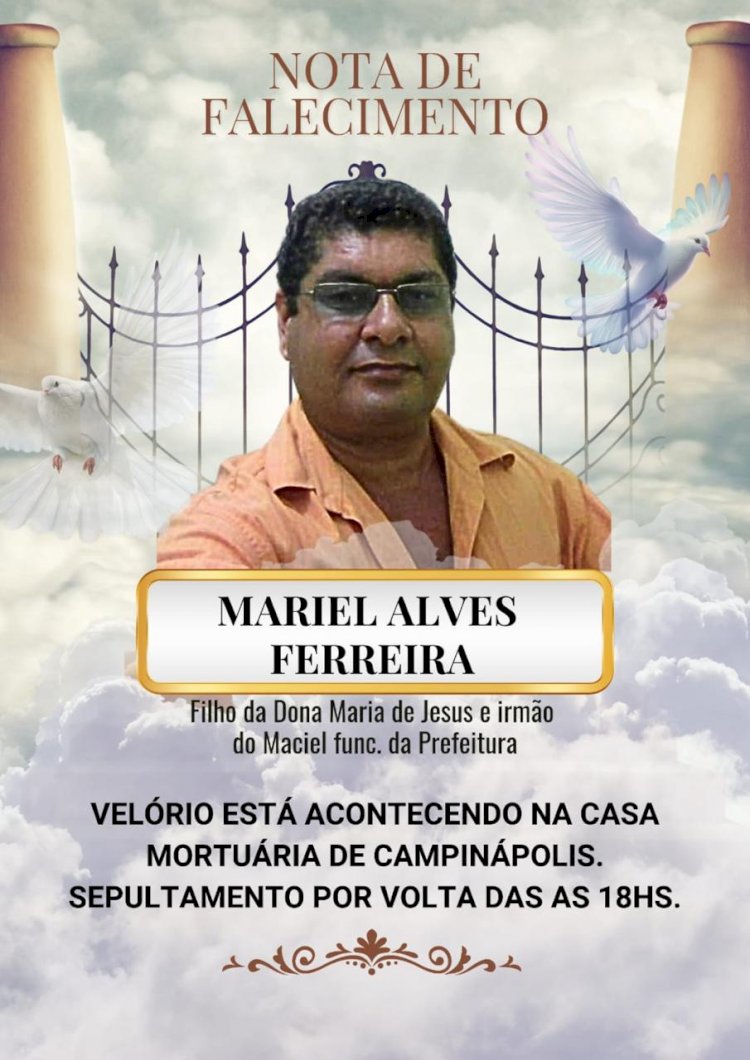 Morre professor Mariel Alves Ferreira, vítima de Infarto em Campinápolis