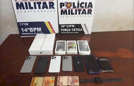 PM prende dupla por roubo a loja de produtos eletrônicos em Primavera do Leste