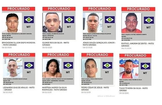 Assassinato, sequestro e tortura: por que 8 criminosos de MT estão na lista dos mais procurados do país