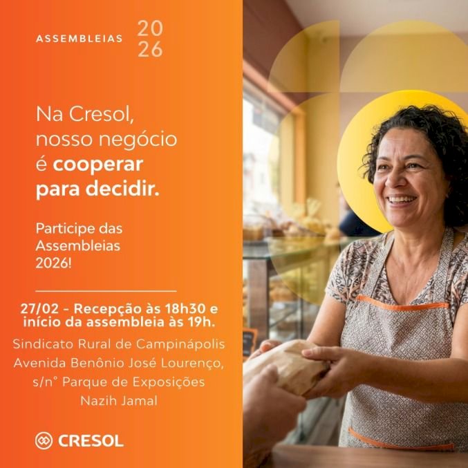 Cooperar para decidir: Cresol convida cooperados de Campinápolis para as Assembleias 2026